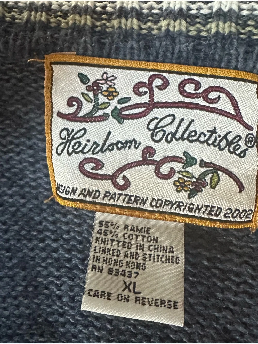 Womens XL Heirloom Collectibles Blue Fair Isle Turtleneck Sweater